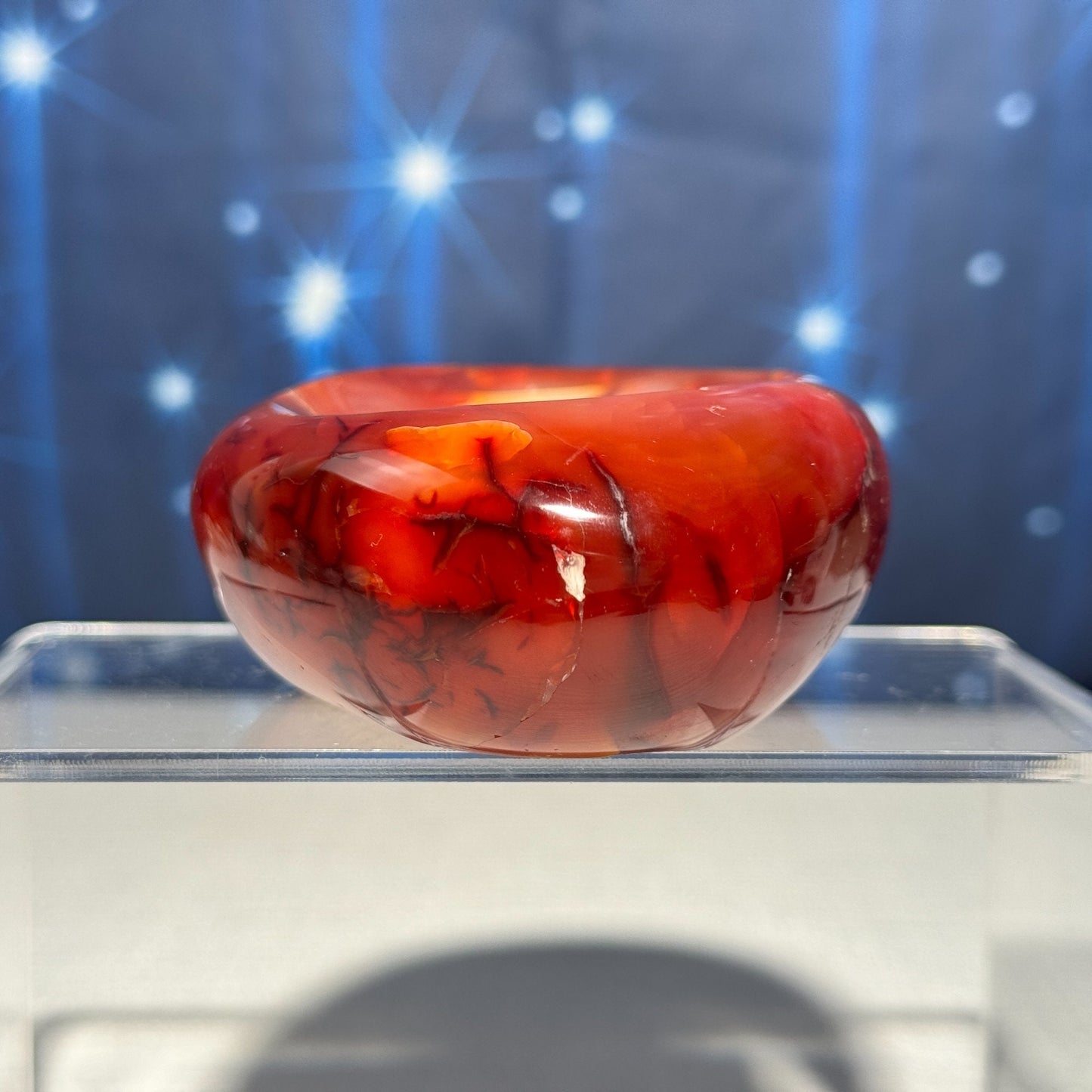 repaired Carnelian bowl | 3 5/8" long | 326 grams
