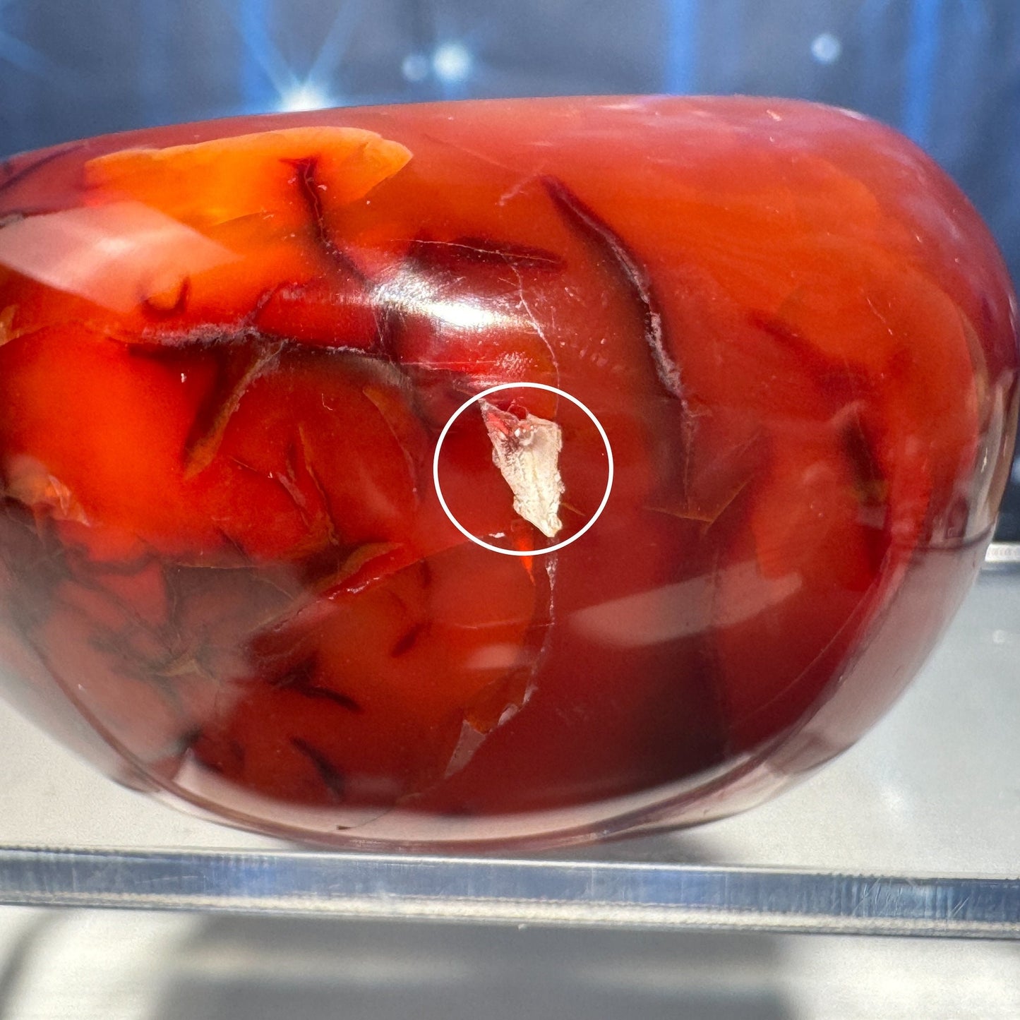 repaired Carnelian bowl | 3 5/8" long | 326 grams