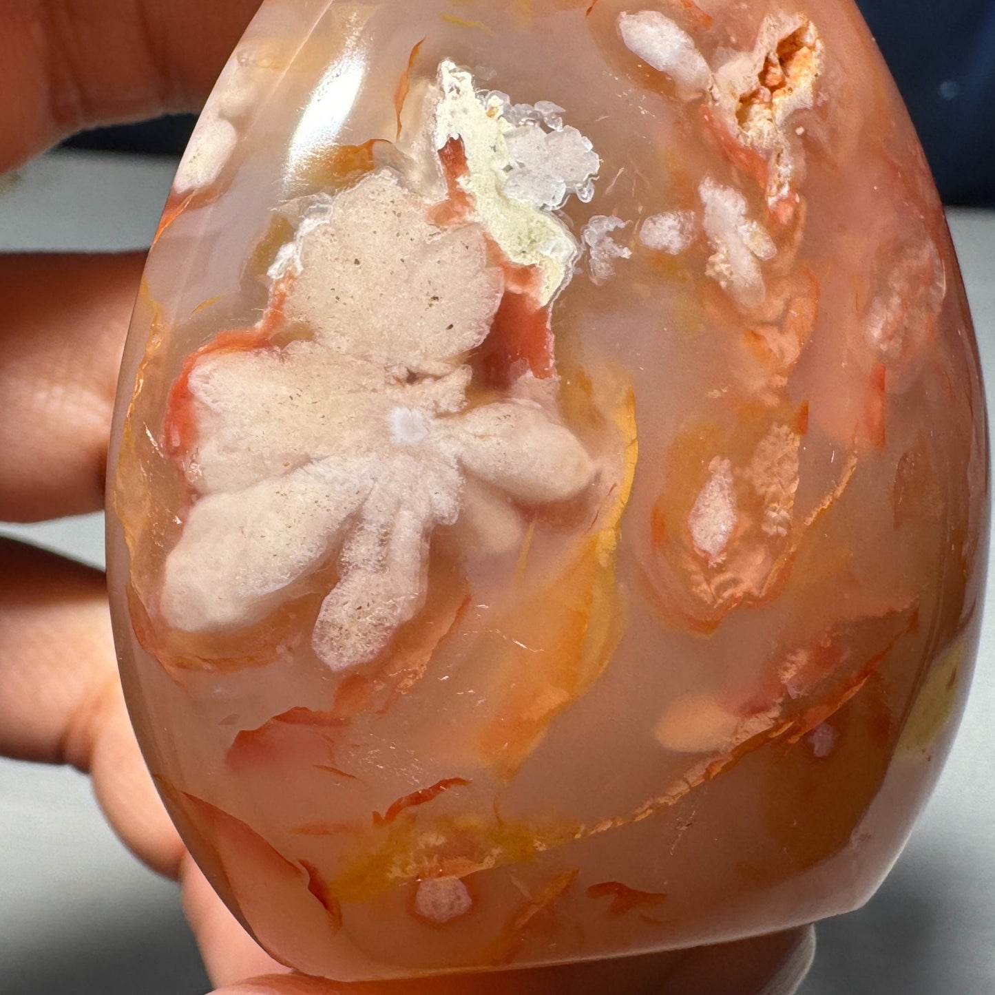Flower Agate free form | 2 5/8" tall | 118 grams | gorgeous Flower Agate flame | red Flower Agate | pink Flower Agate | Tucson find
