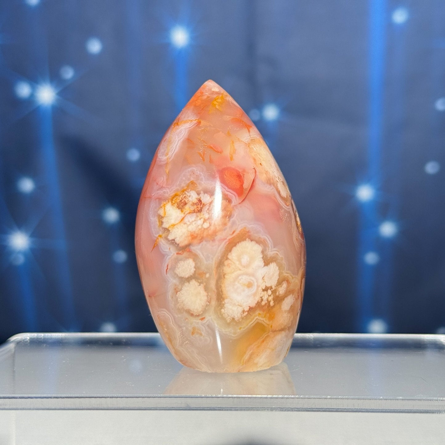 Flower Agate free form | 2 1/2" tall | 144 grams | gorgeous Flower Agate flame | red Flower Agate | pink Flower Agate | Tucson find