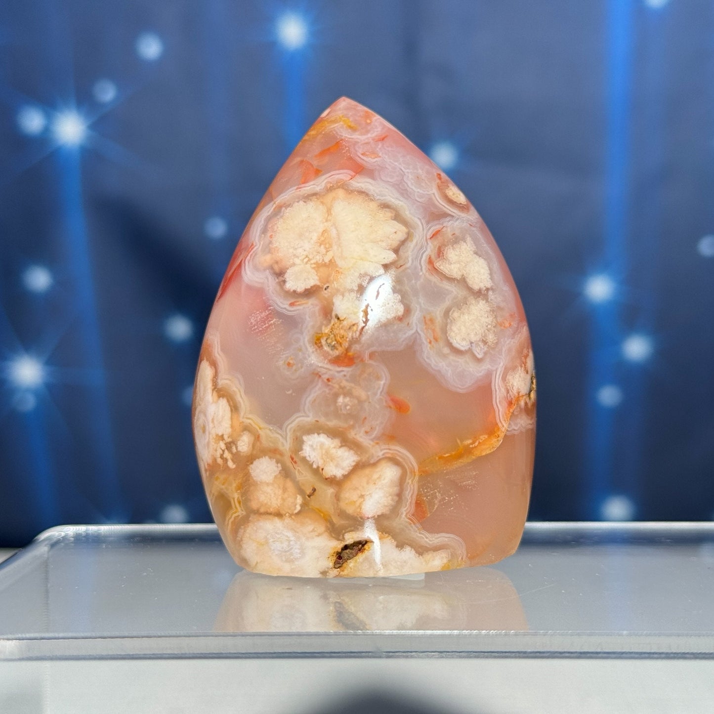 Flower Agate free form | 2 1/2" tall | 144 grams | gorgeous Flower Agate flame | red Flower Agate | pink Flower Agate | Tucson find