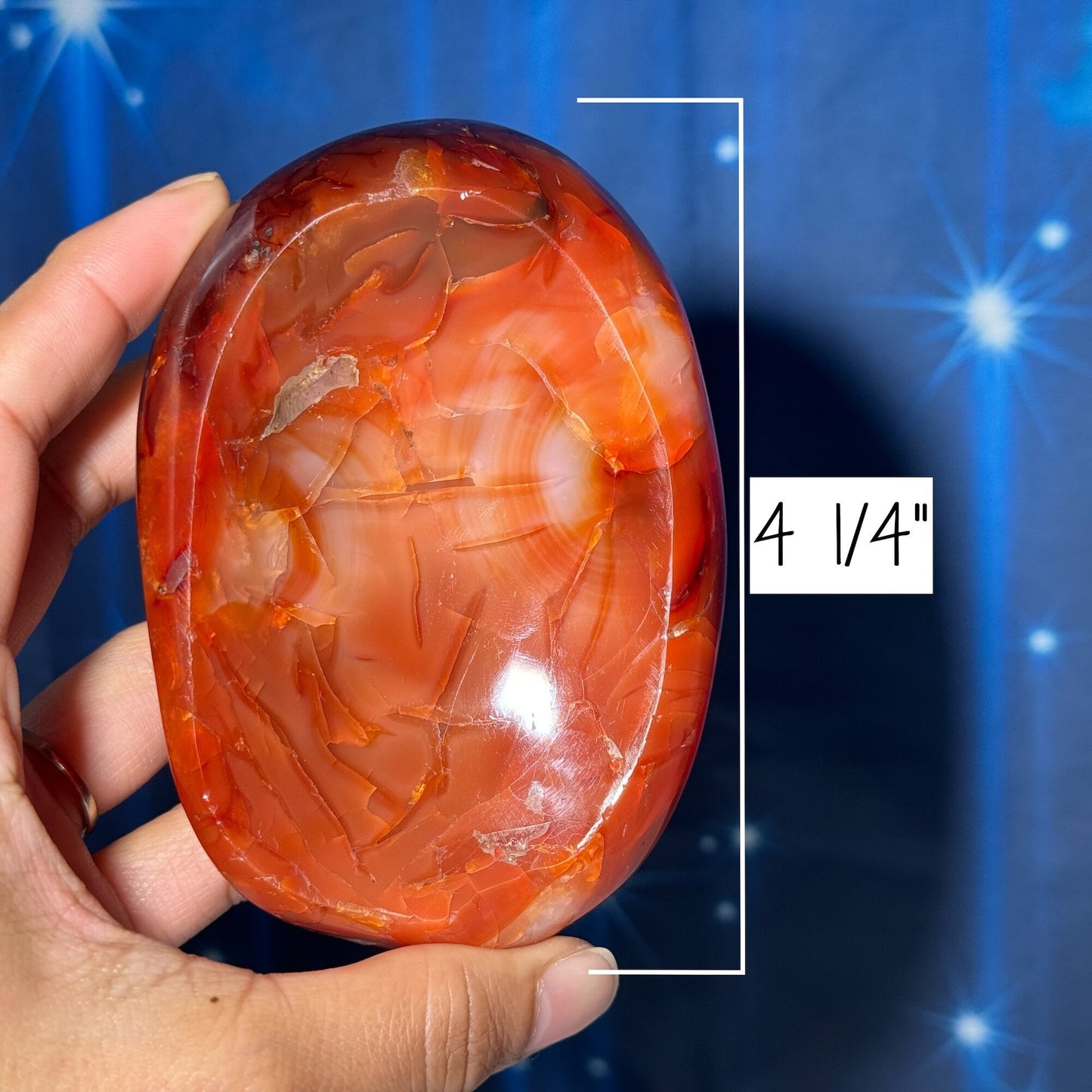 repaired Carnelian bowl | 4 1/4" long | 386 grams