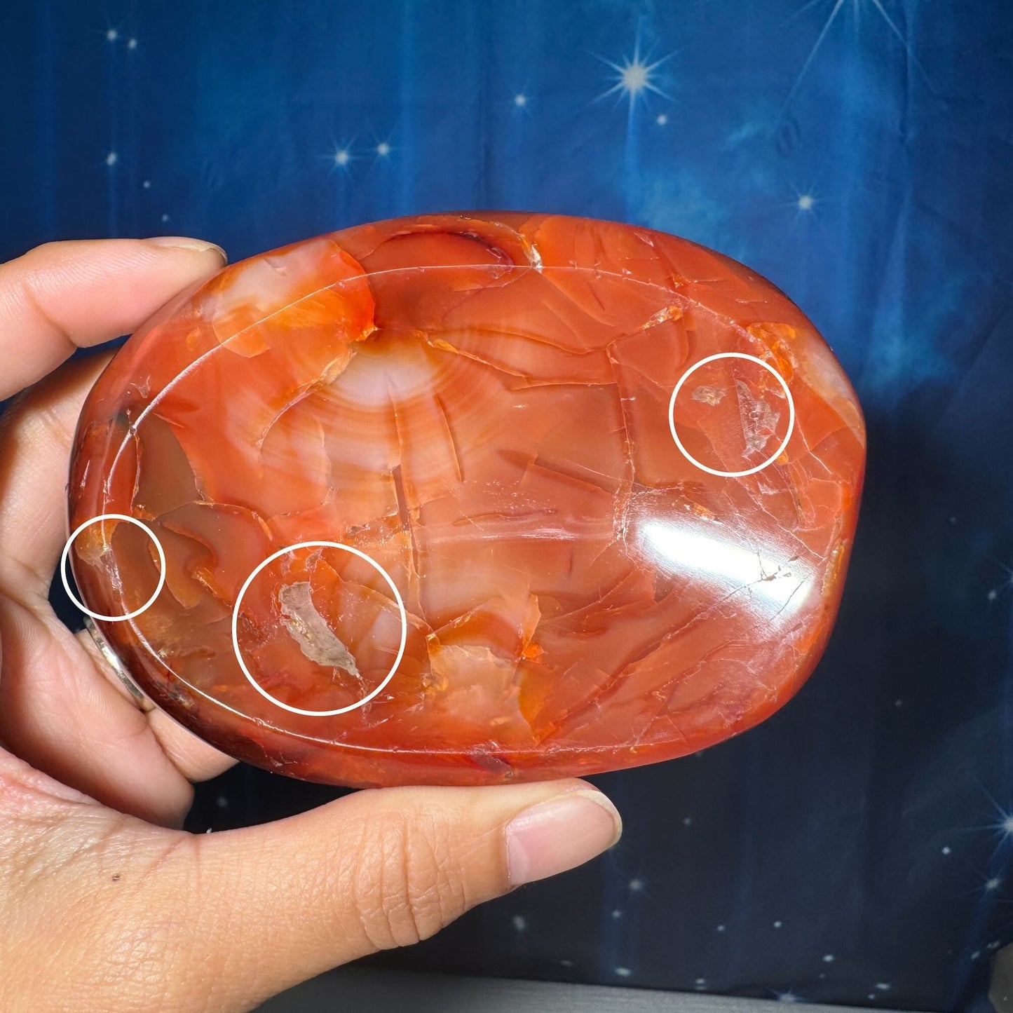 repaired Carnelian bowl | 4 1/4" long | 386 grams