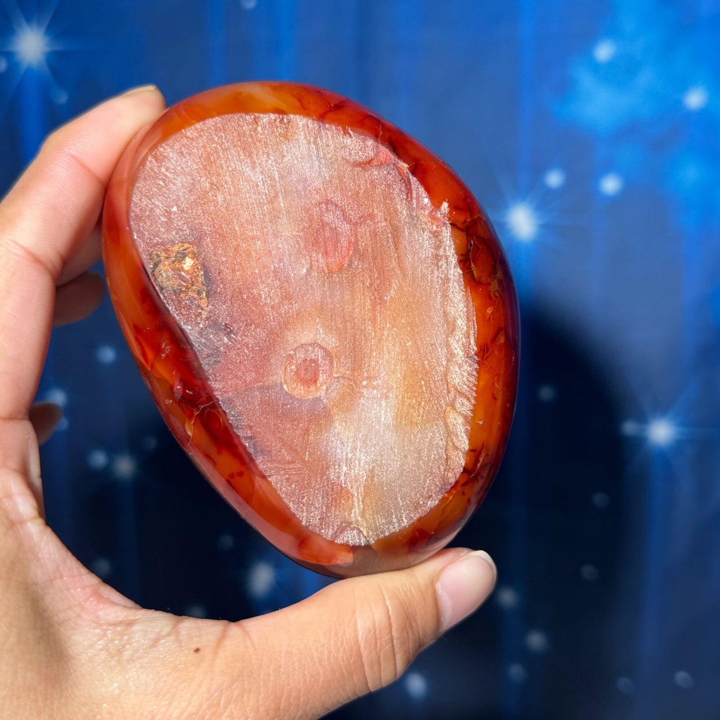 repaired Carnelian bowl | 3 5/8" long | 326 grams