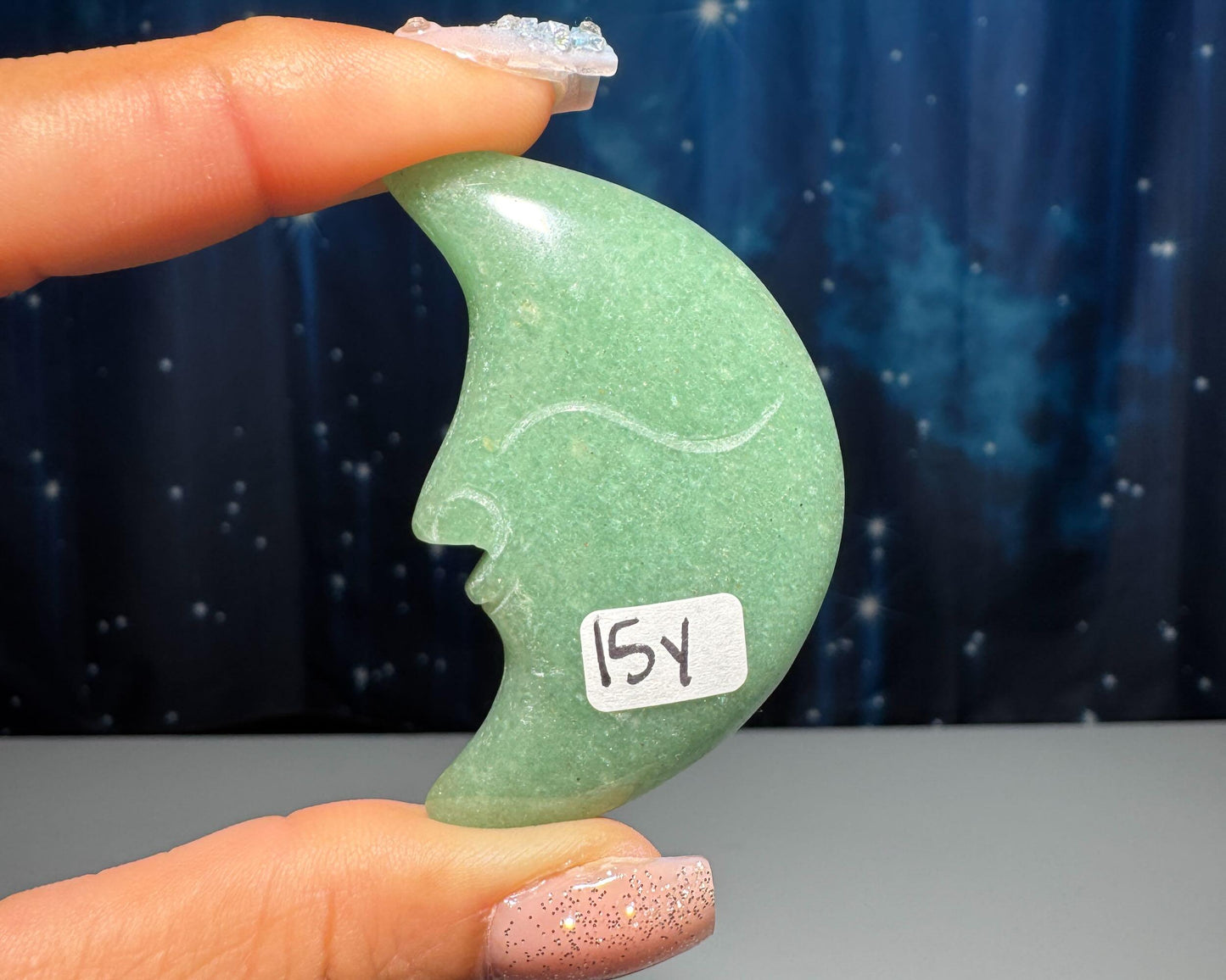 Green Aventurine moon carving | 2 1/8" long | 28 grams