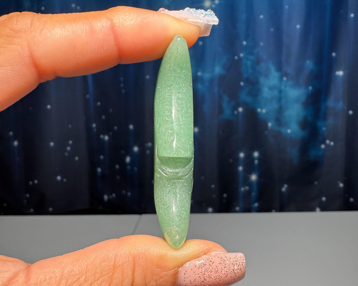 Green Aventurine moon carving | 2 1/8" long | 28 grams