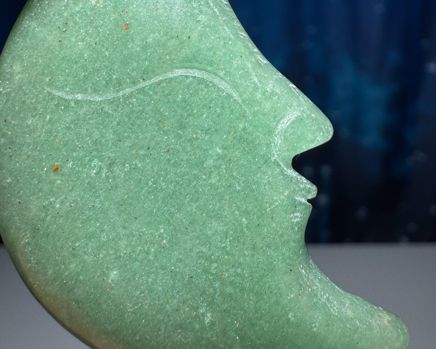 Green Aventurine moon carving | 2 1/8" long | 28 grams