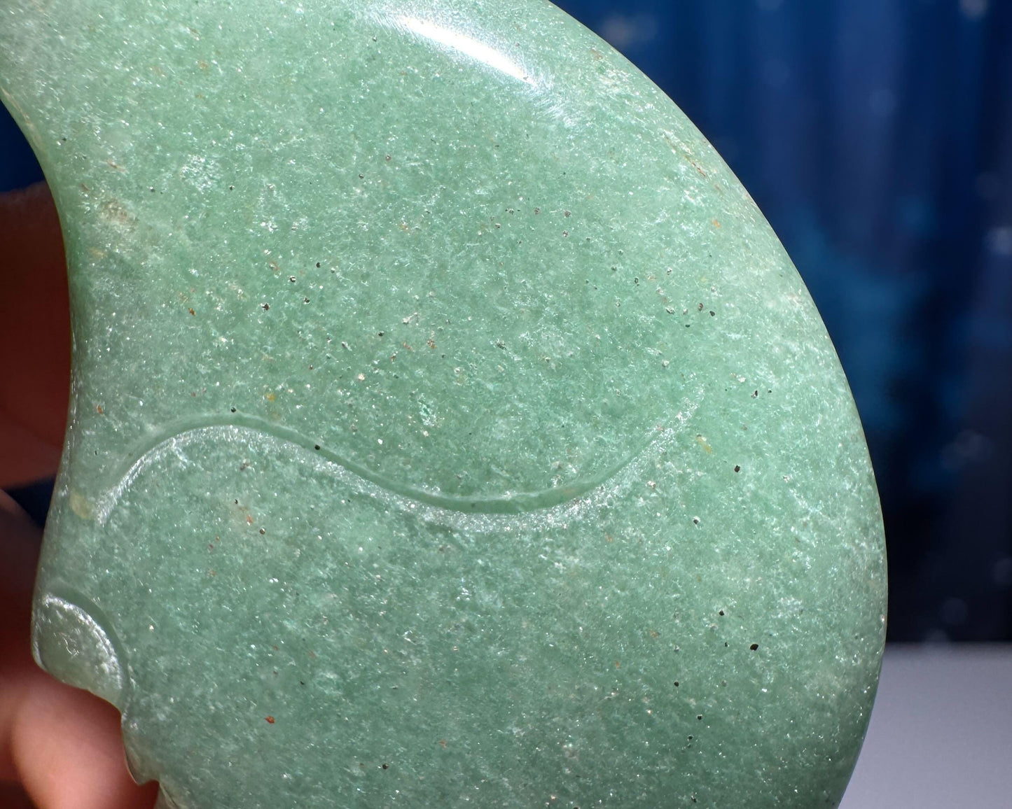 Green Aventurine moon carving | 2 1/8" long | 28 grams