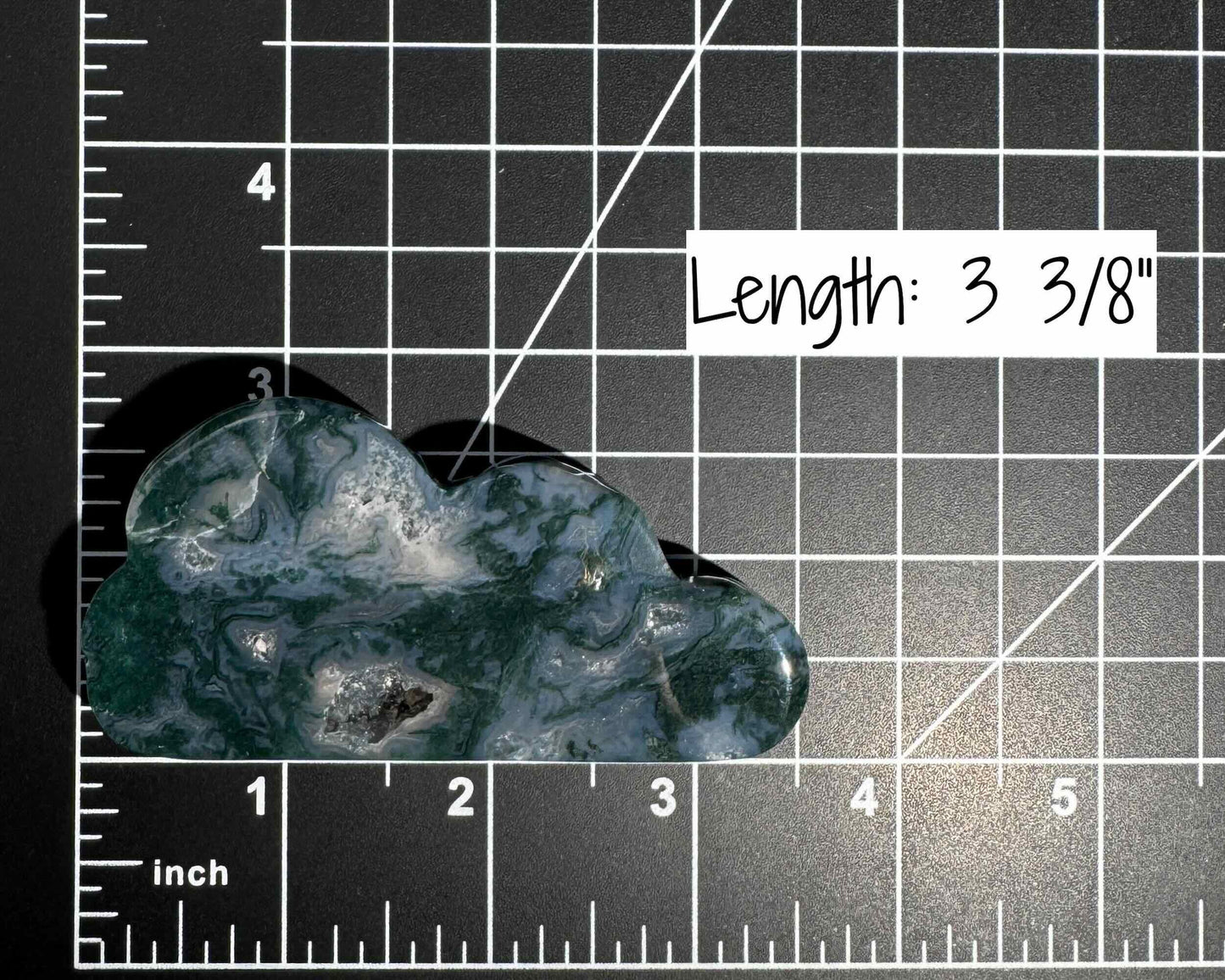 Moss Agate cloud | 3 3/8โ long | 88 grams | NOT self-standing