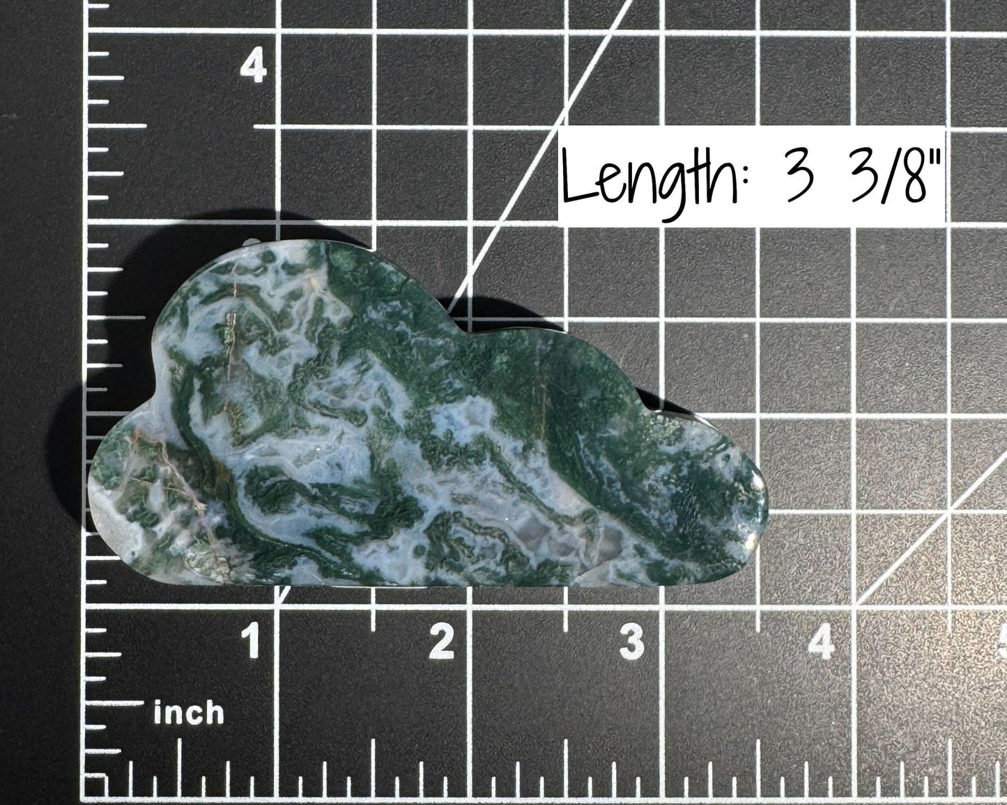 Moss Agate cloud | 3 3/8” long | 85 grams | DOES self-stand