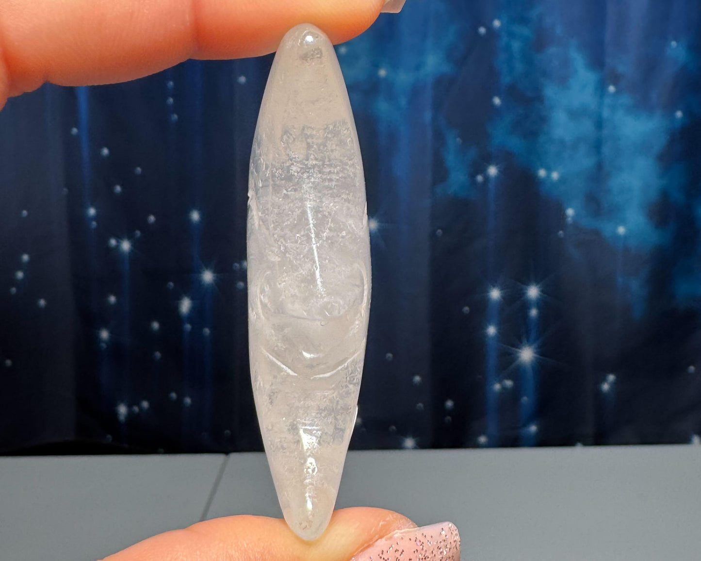 Clear Quartz moon carving | 2 1/4" long | 42 grams