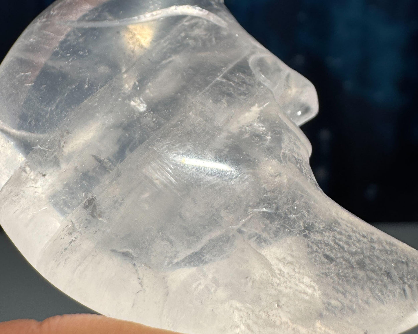 Clear Quartz moon carving | 2 1/4" long | 42 grams