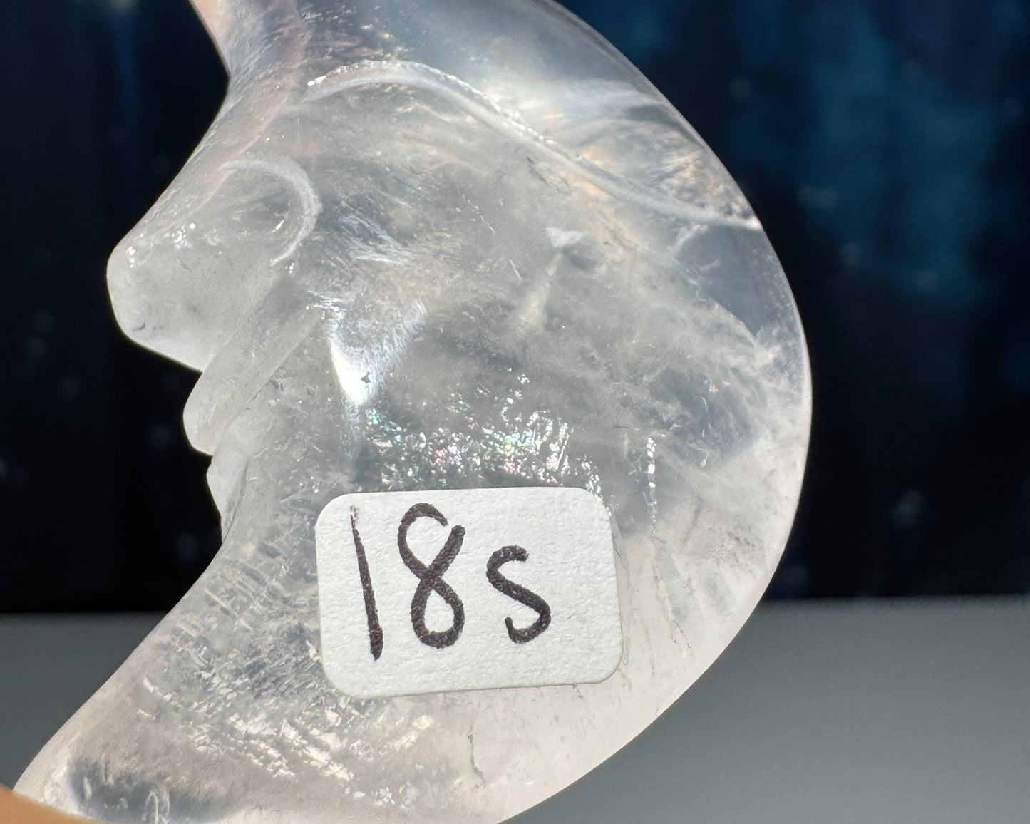 Clear Quartz moon carving | 2 1/4" long | 42 grams