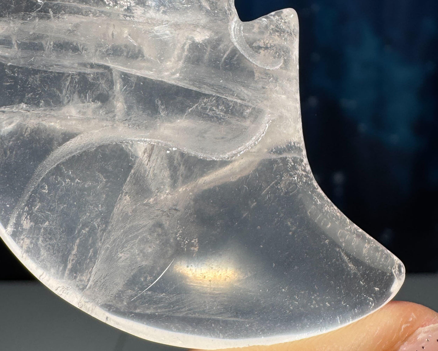 Clear Quartz moon carving | 2 1/4" long | 42 grams