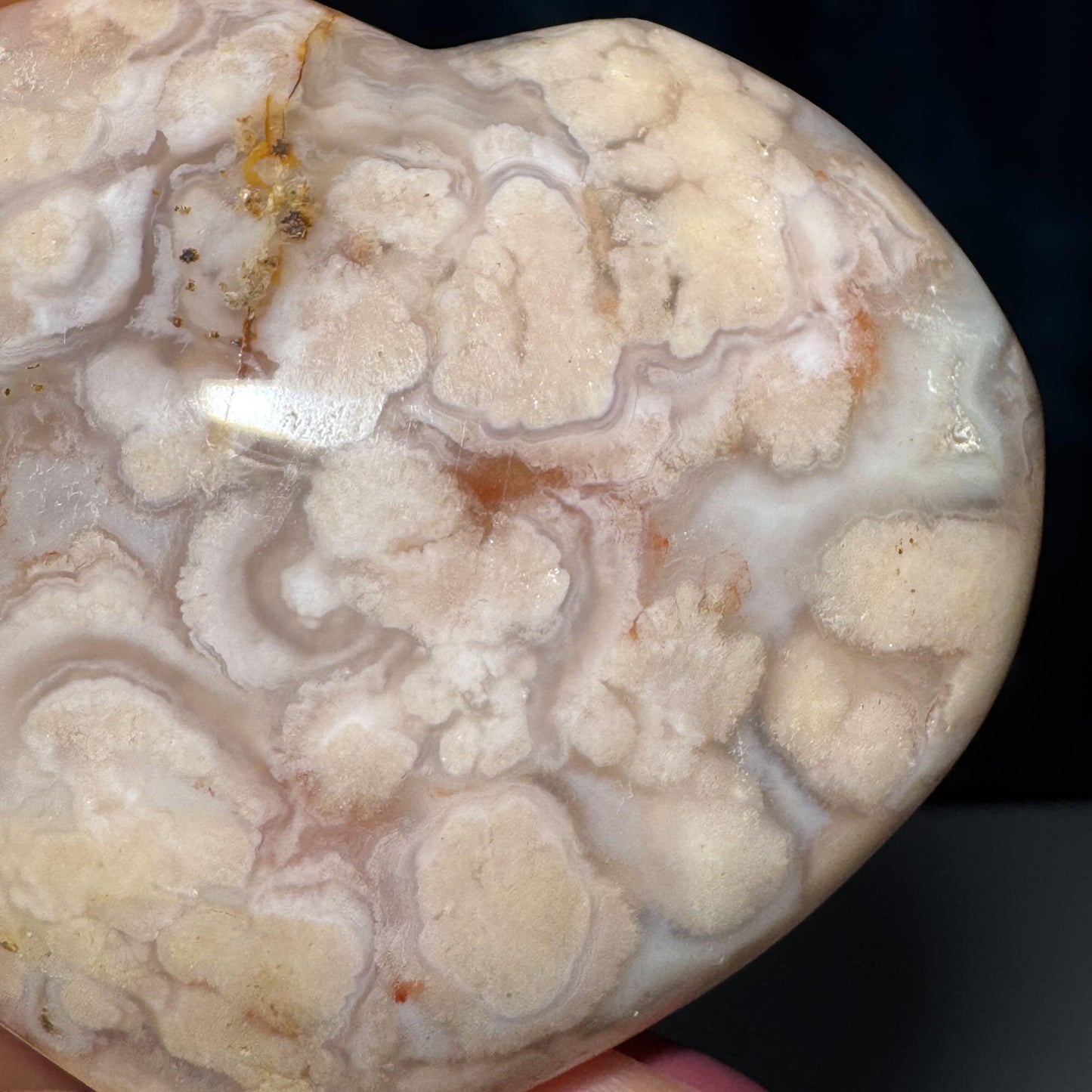 Flower Agate heart | 2 3/4" long | 150 grams | stand included