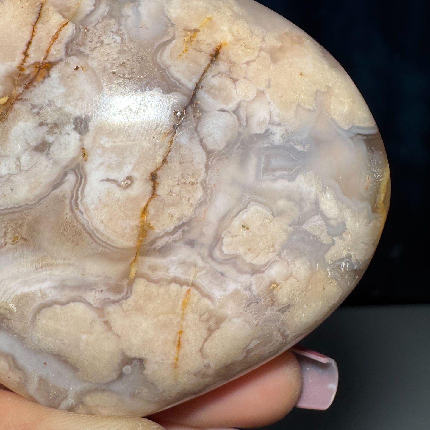 Flower Agate heart | 2 3/4" long | 150 grams | stand included