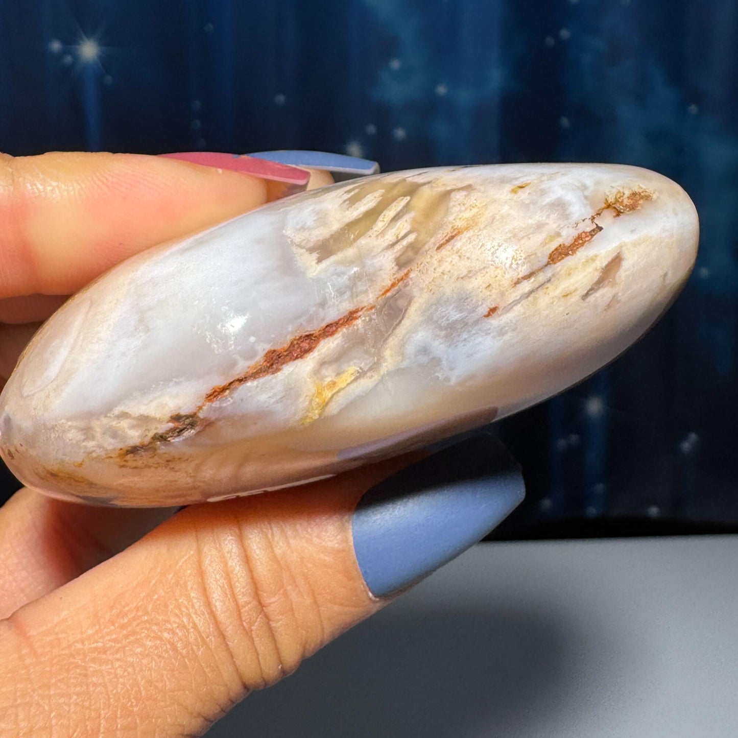 Flower Agate heart | 2 7/8" long | 190 grams | stand included | Damage Discount