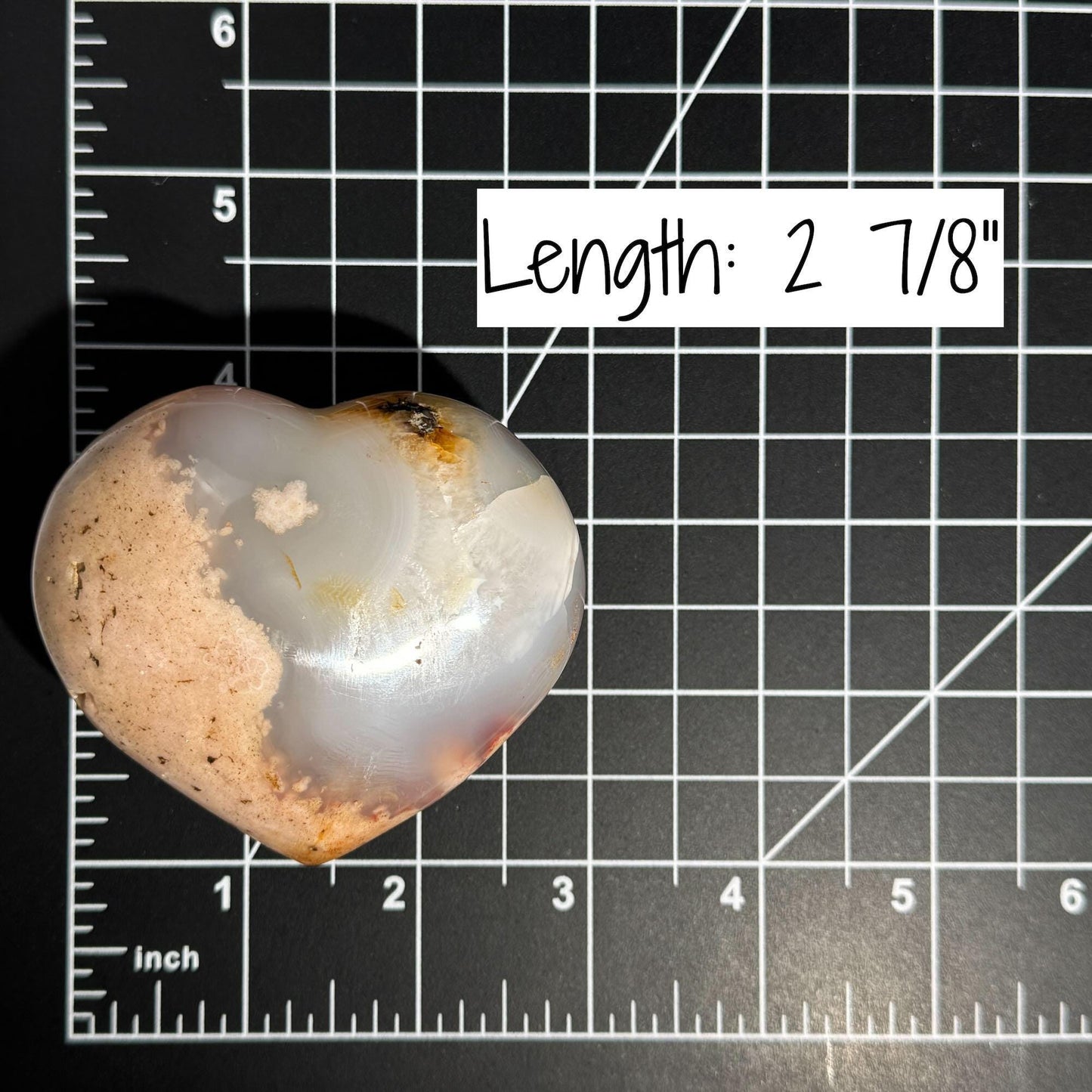 Flower Agate heart | 2 7/8" long | 244 grams | stand included