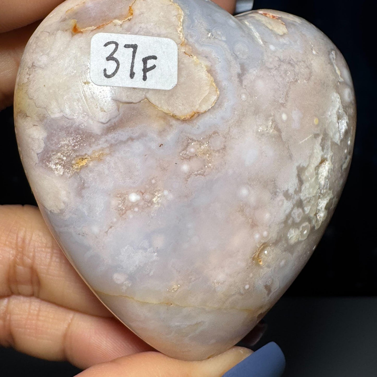 Flower Agate heart | 2 5/8" long | 179 grams | stand included