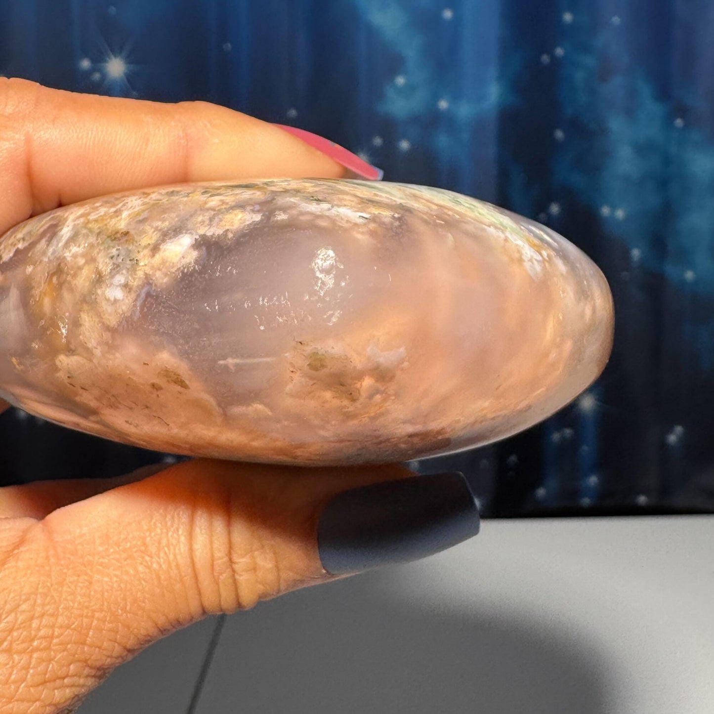 Flower Agate heart | 3 1/2" long | 343 grams | stand included