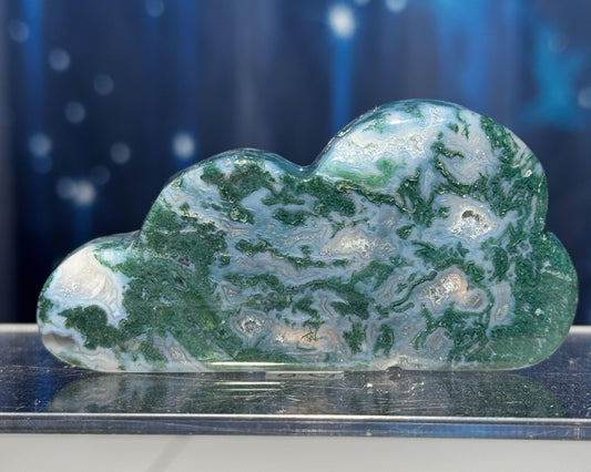 Moss Agate cloud | 3 3/8” long | 88 grams | NOT self-standing