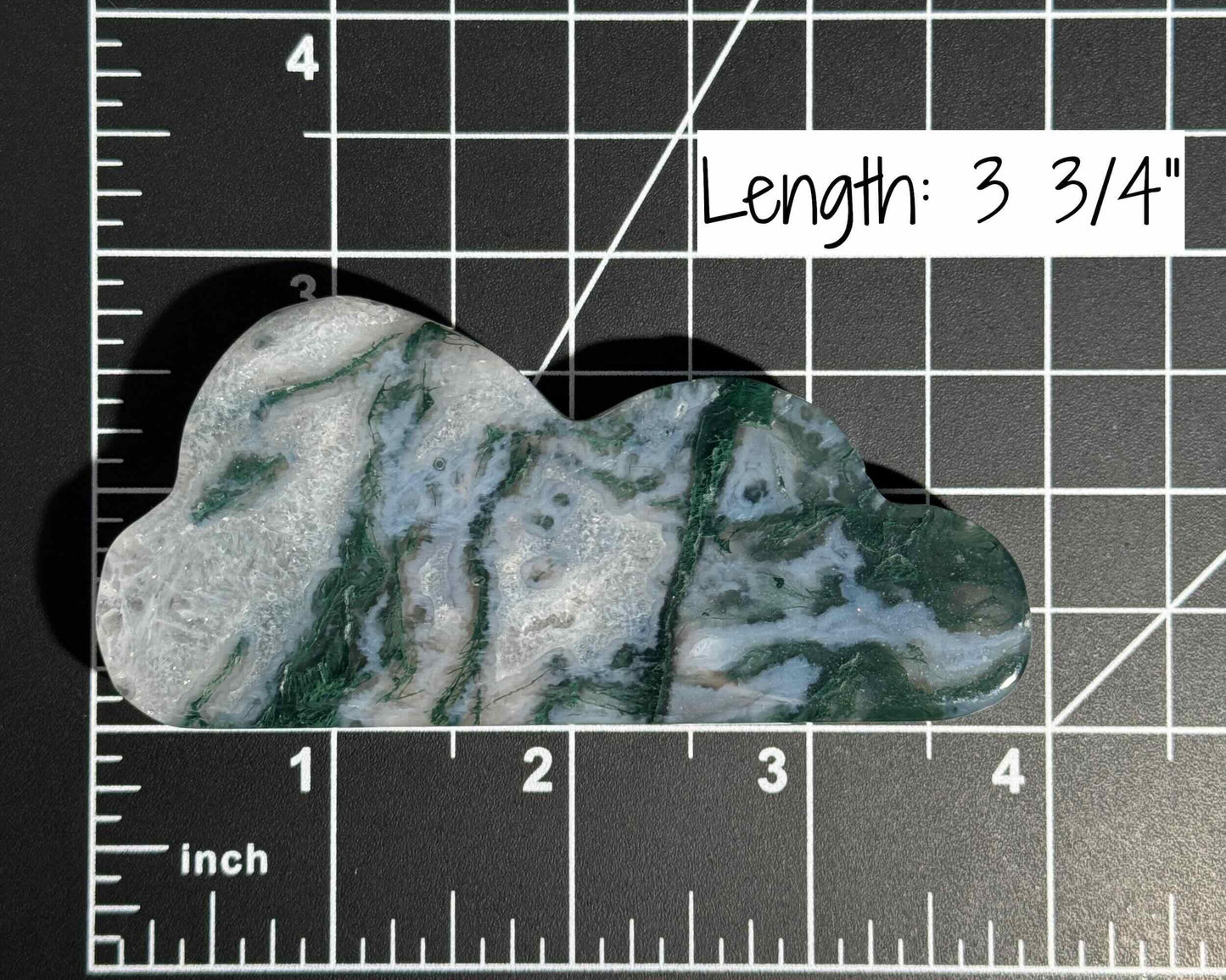 Moss Agate cloud | 3 3/4” long | 99 grams | DOES self-stand