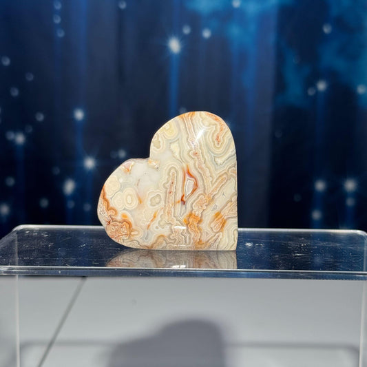 Mexico Crazy Lace Agate heart | 2 1/4" wide | 82 grams | self-standing