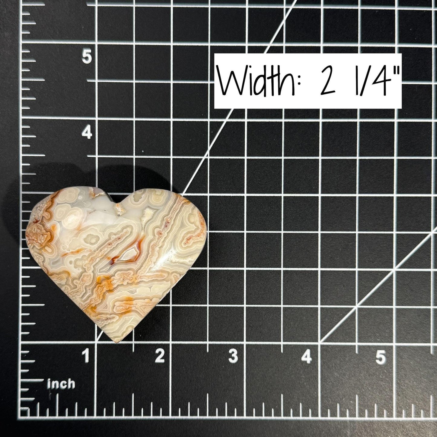 Mexico Crazy Lace Agate heart | 2 1/4" wide | 82 grams | self-standing