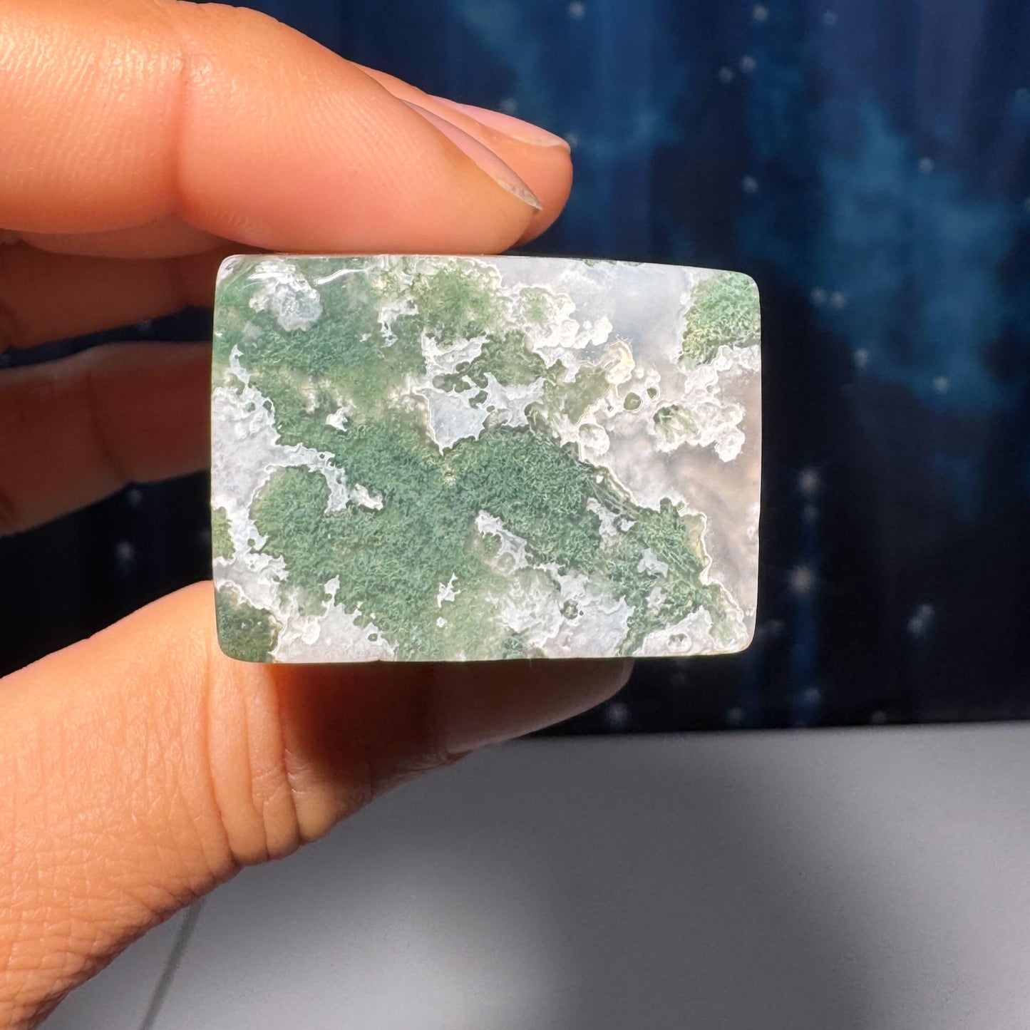 Moss Agate chunk | 2" long | 87 grams | rectangular Moss Agate