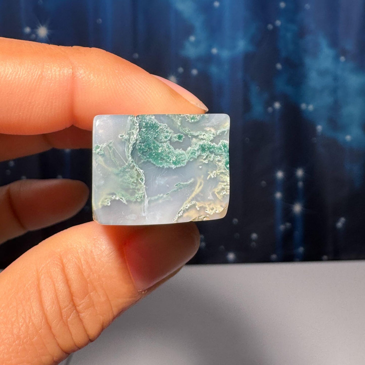 Moss Agate chunk | 2 3/8" long | 46 grams | rectangular Moss Agate