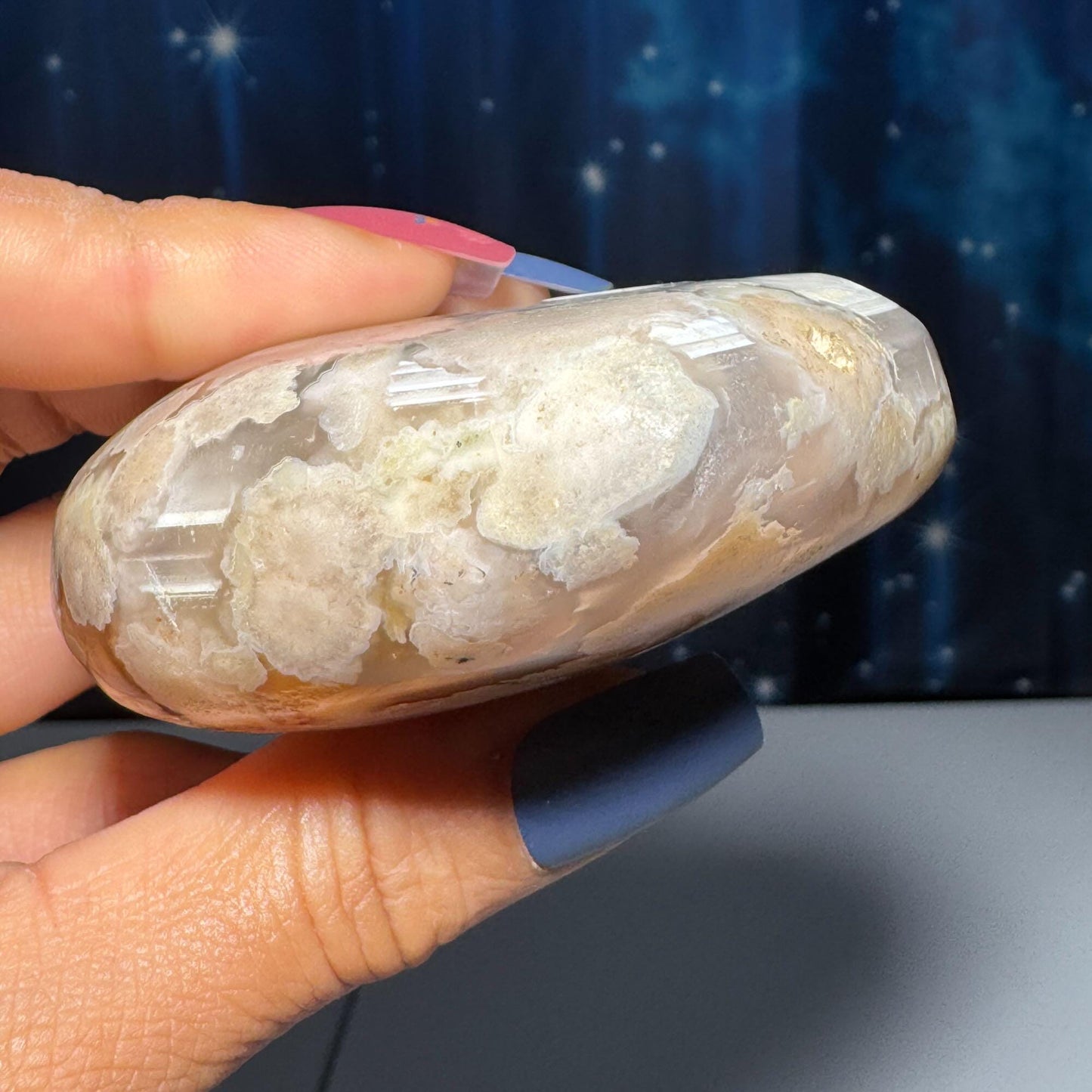 Flower Agate heart | 2 3/4" long | 162 grams | stand included