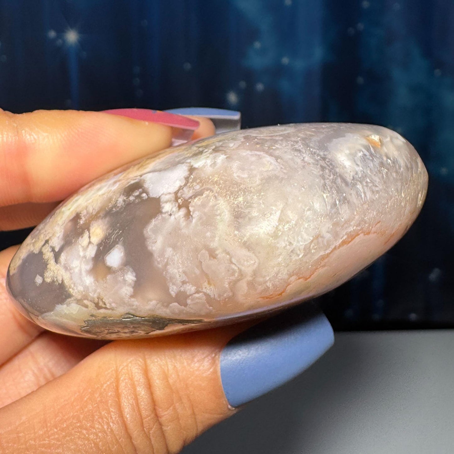 Flower Agate heart | 2 3/4" long | 162 grams | stand included