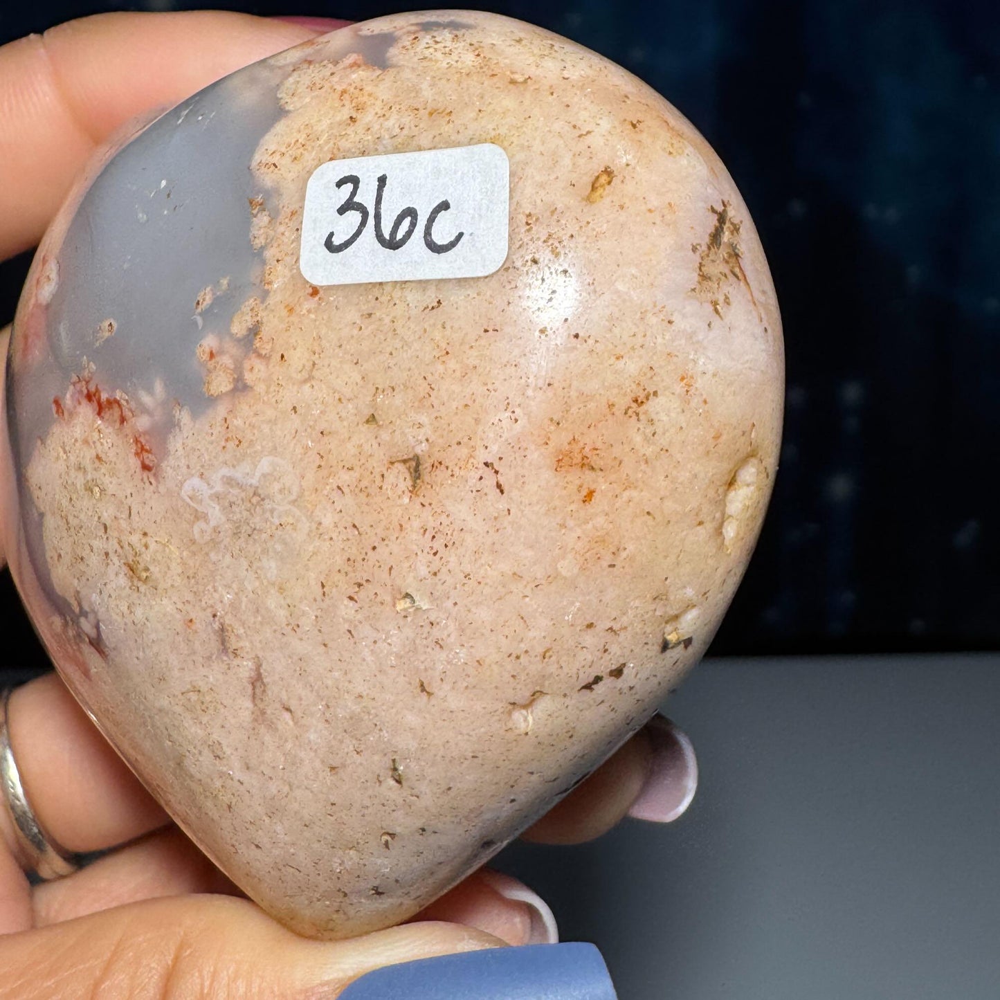 Flower Agate heart | 2 7/8" long | 244 grams | stand included