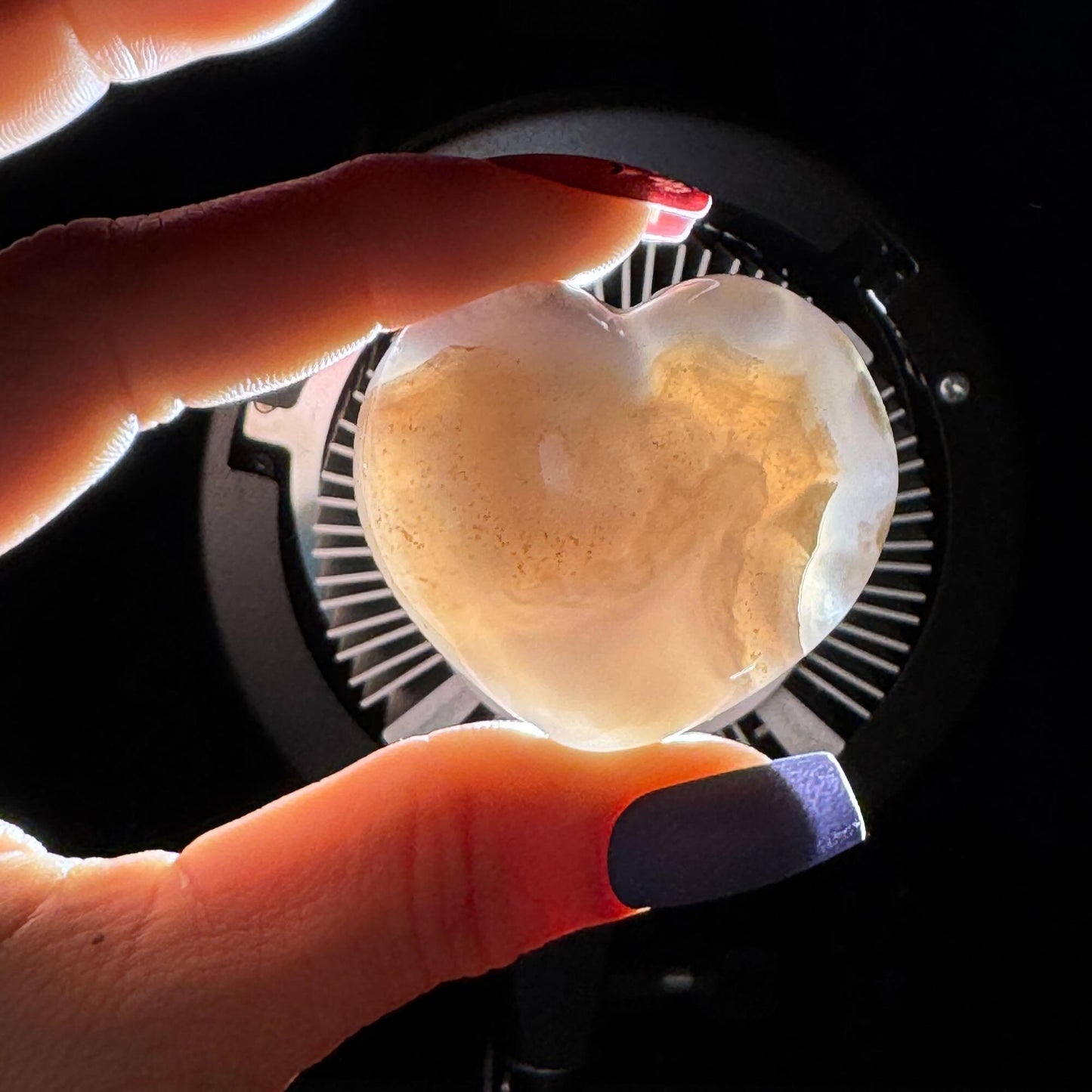 Flower Agate heart | 1 3/4" long | 48 grams | stand included