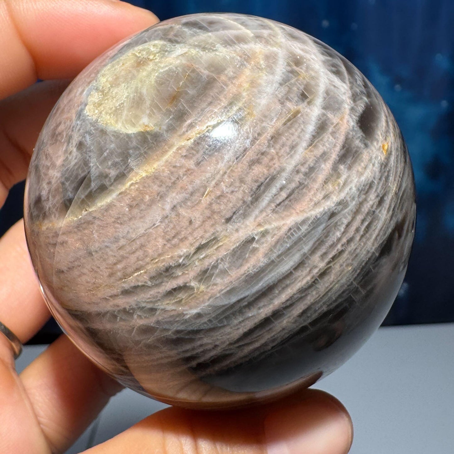 Black Moonstone sphere | 63mm | 352 grams | stand included