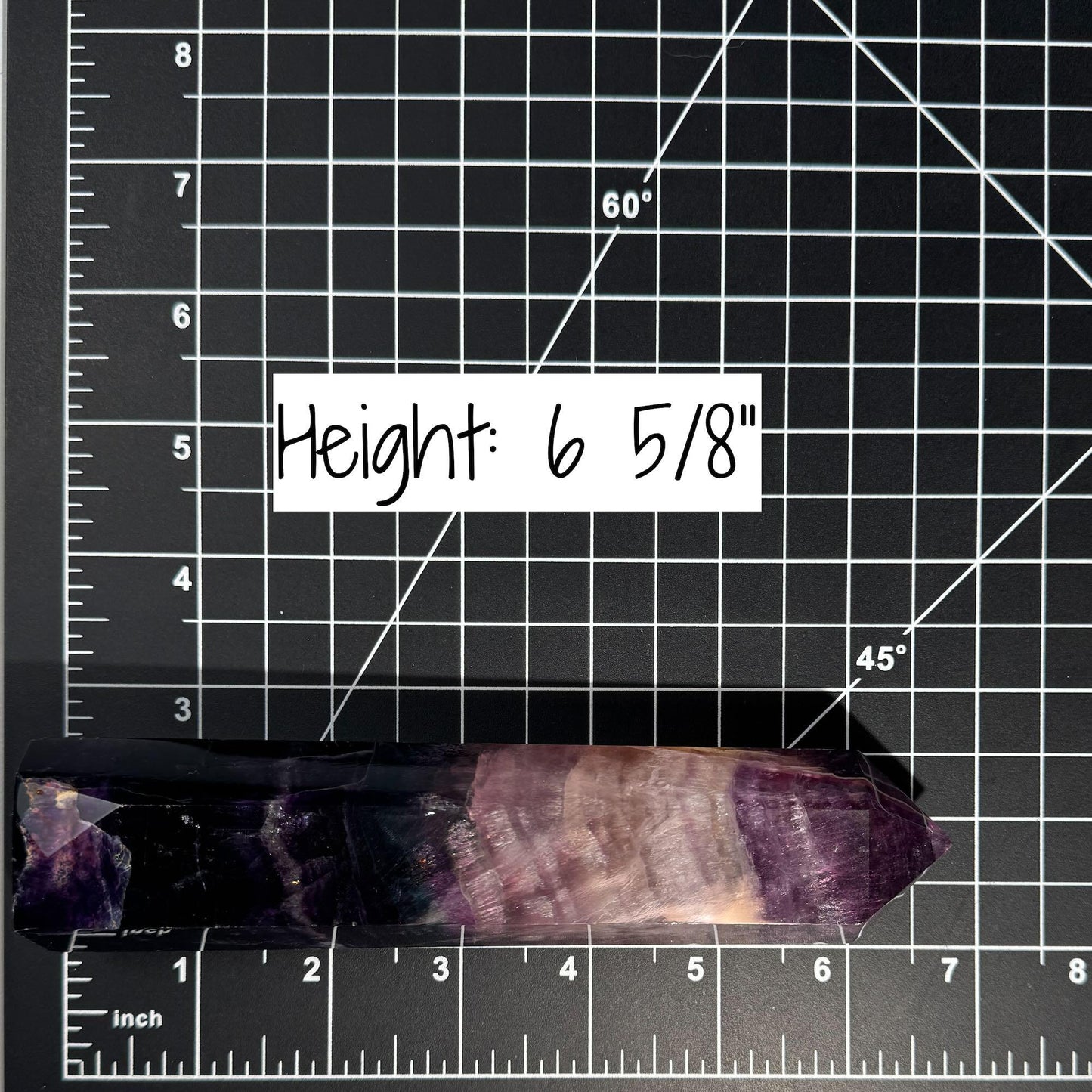 Purple Fluorite tower | 6 5/8" tall | 465 grams | rainbow filled | Damage Discount | Rainbow Fluorite