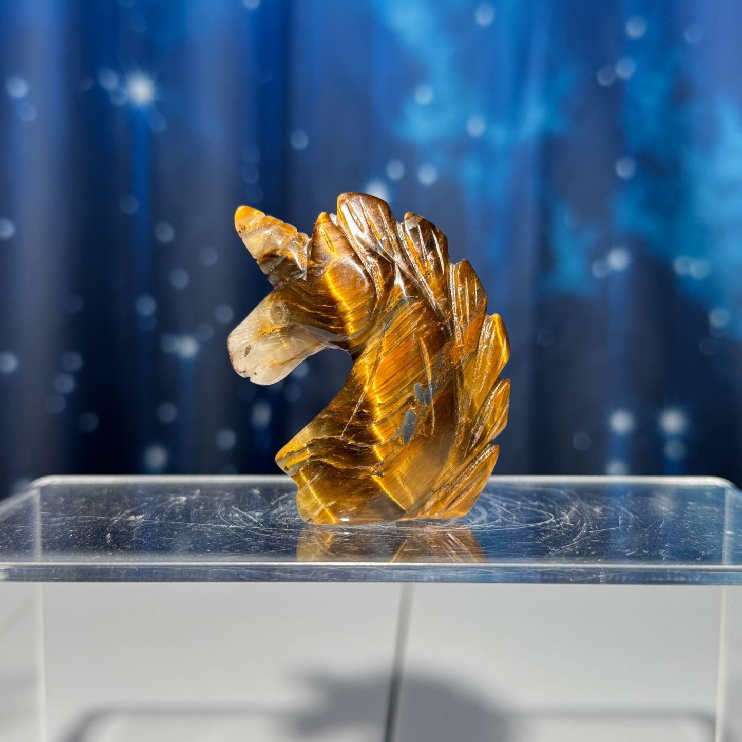 Yellow Tiger's Eye unicorn carving | 2 1/8" tall | 52 grams | flashy Tiger's Eye