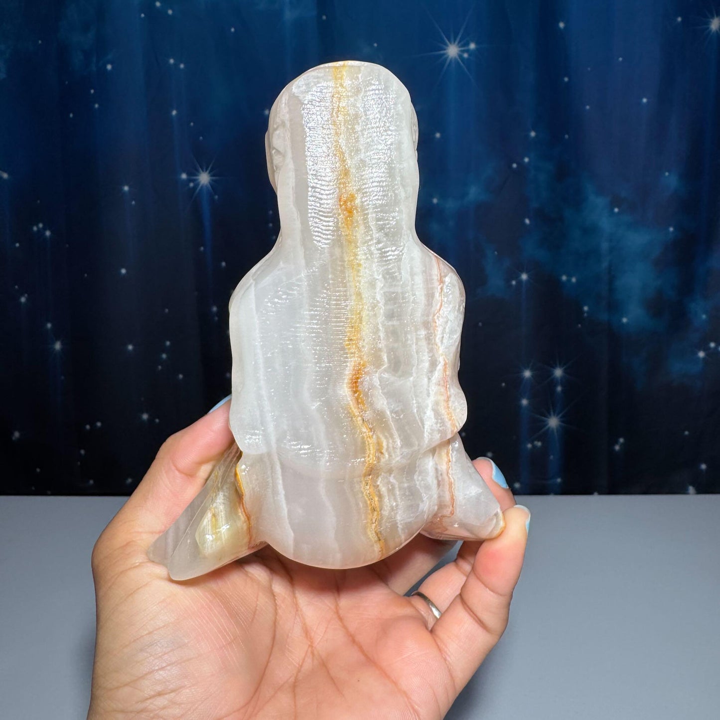 Banded Calcite dragon head carving | 5 1/8" long | 802 grams | banded marble