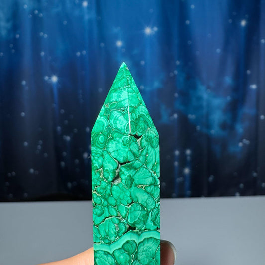 Malachite DT | 3 5/8" long | 52 grams | genuine Malachite | natural Malachite | double termination