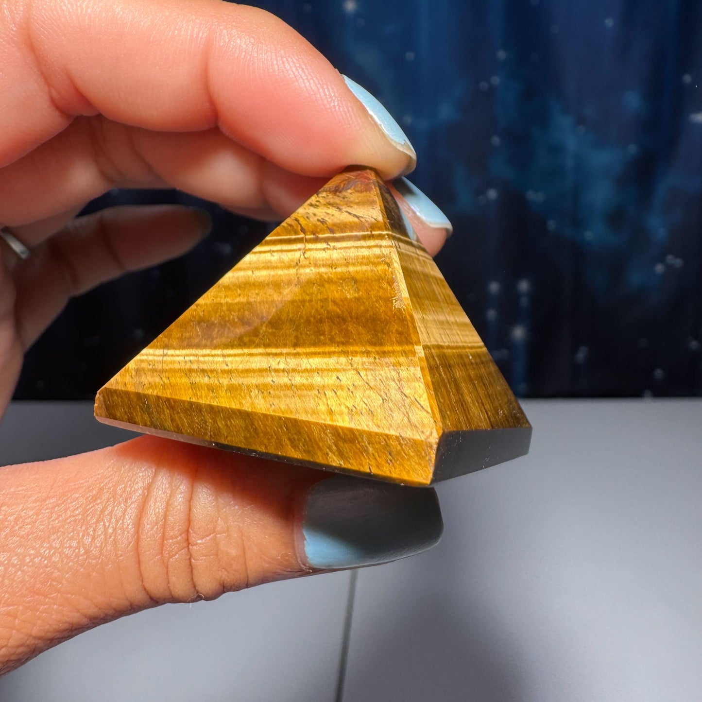 Yellow Tiger's Eye pyramid | 1 1/2" long | 54 grams | Damage Discount | flashy Tiger's Eye