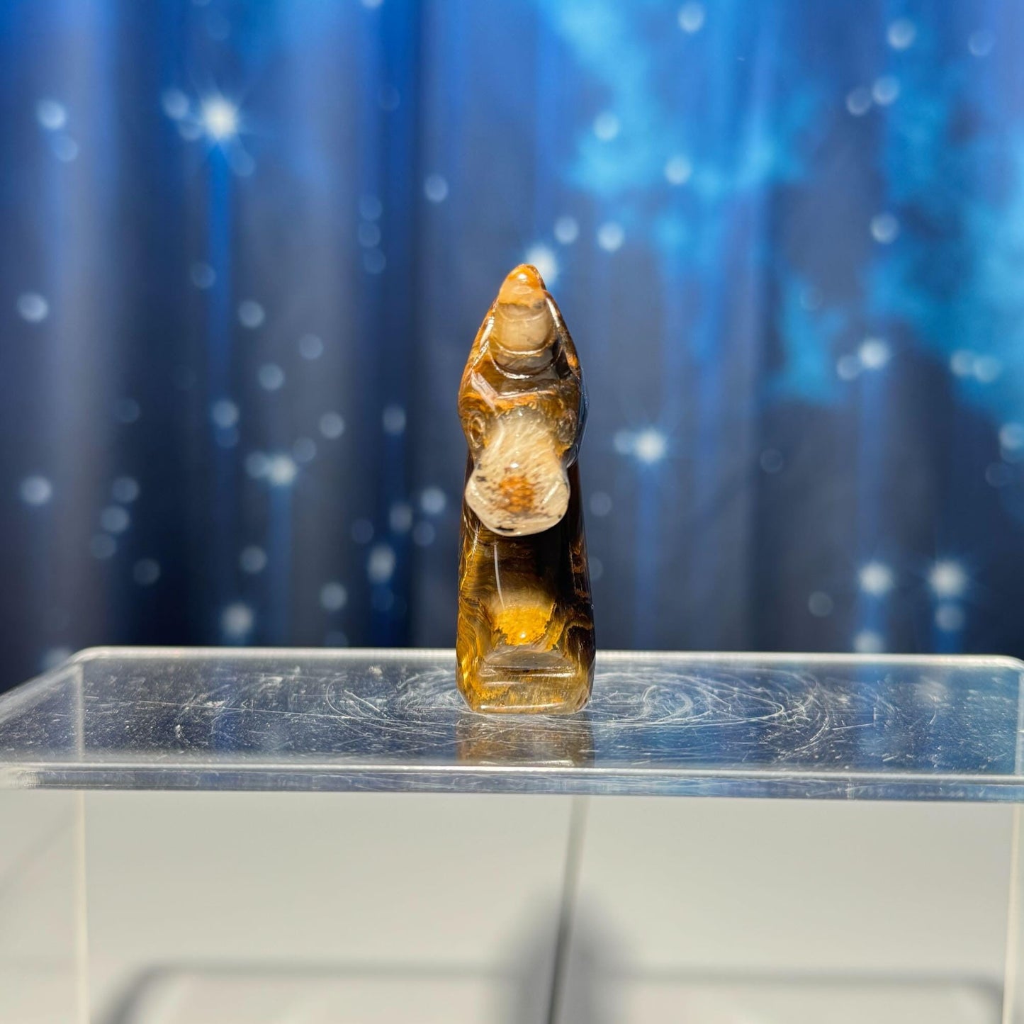Yellow Tiger's Eye unicorn carving | 2 1/8" tall | 52 grams | flashy Tiger's Eye