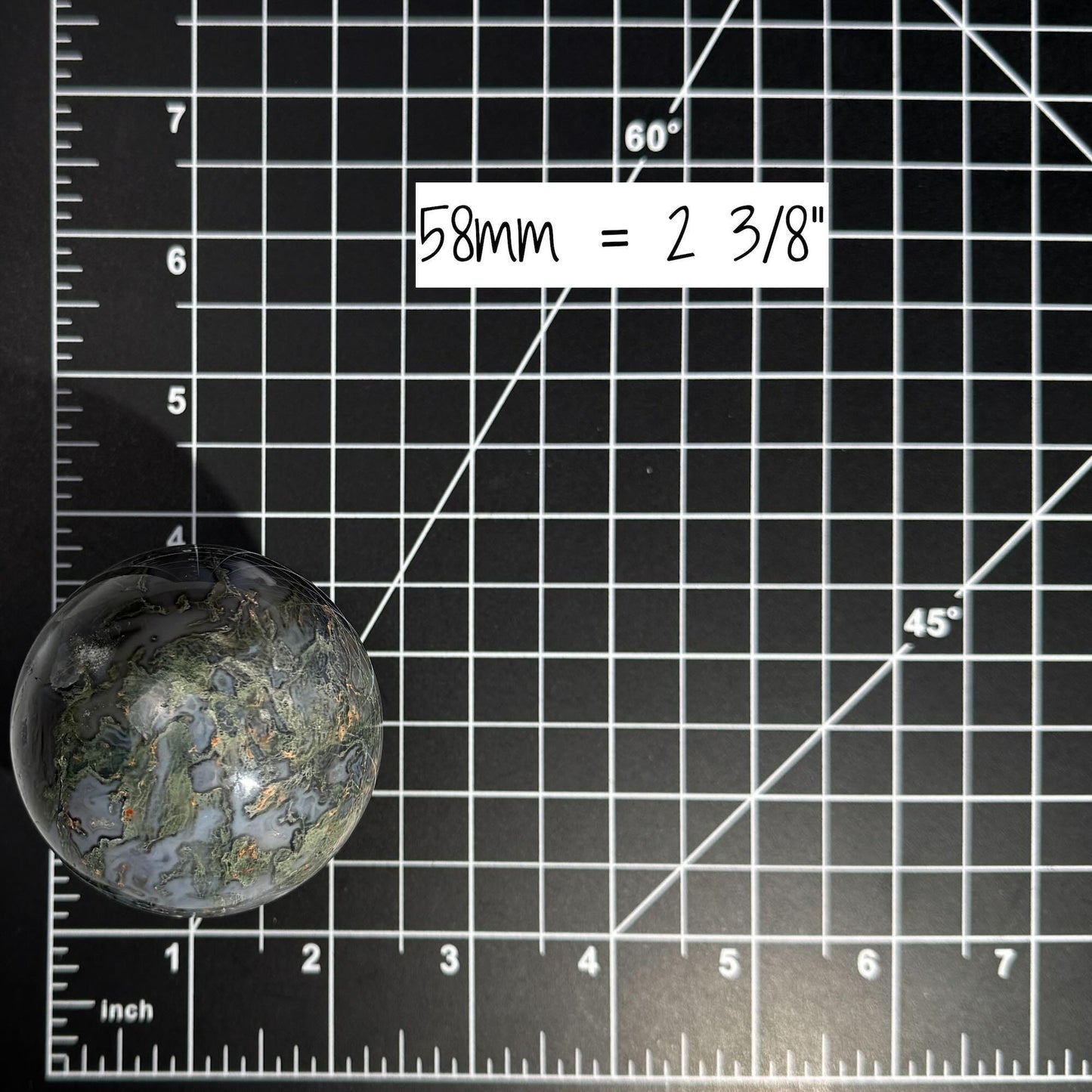 druzy Moss Agate sphere | 58mm | 278 grams | Quartz druzy | stand included