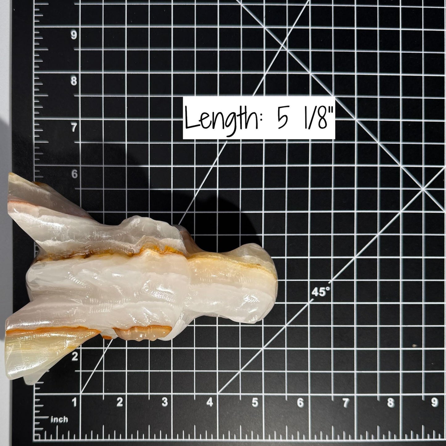 Banded Calcite dragon head carving | 5 1/8" long | 802 grams | banded marble