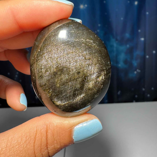 Flashy Labradorite palm stone | 1 7/8” long | 57 grams | orange flash | blue flash | silver flash | pink flash | rainbow