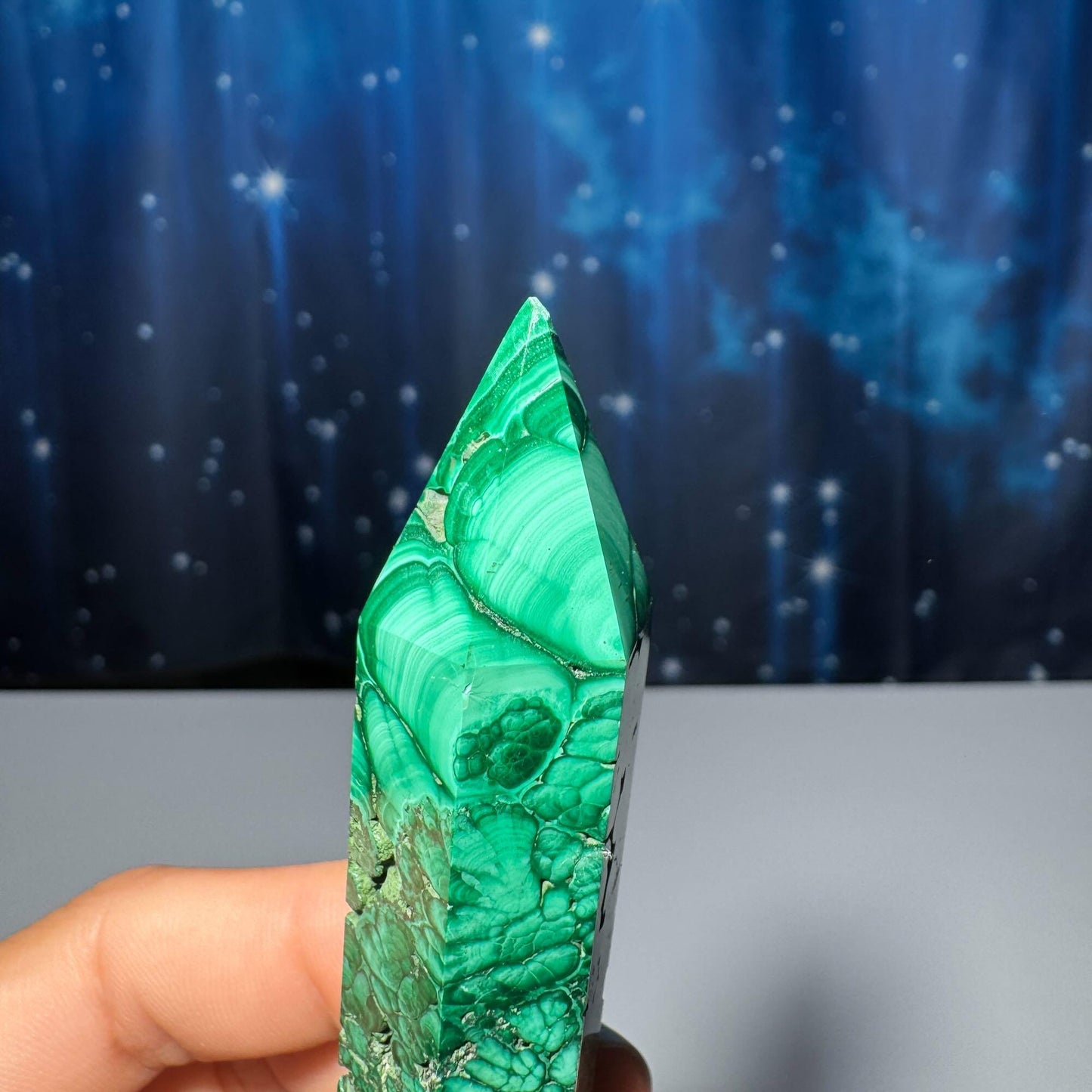 Malachite DT | 4 1/4" long | 76 grams | genuine Malachite | natural Malachite | double termination | Damage Discount