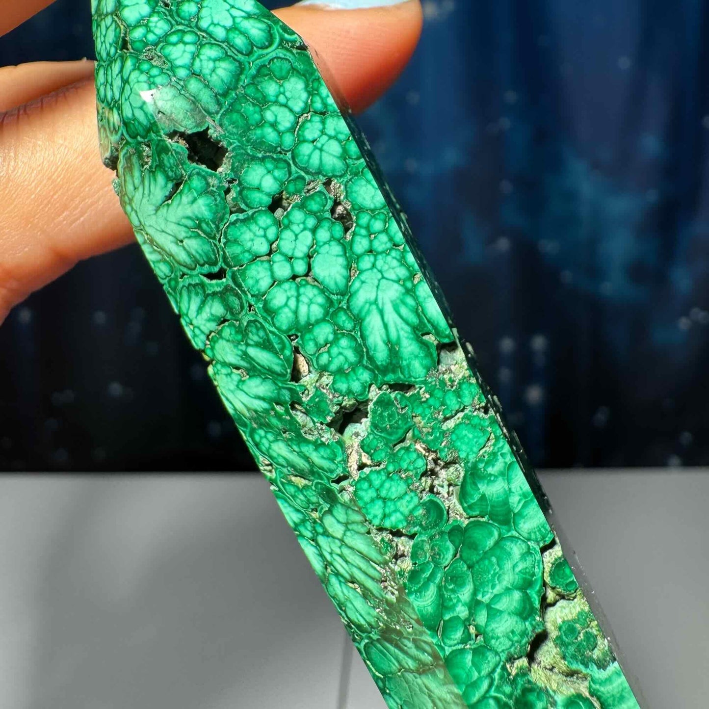 Malachite DT | 4 1/4" long | 76 grams | genuine Malachite | natural Malachite | double termination | Damage Discount