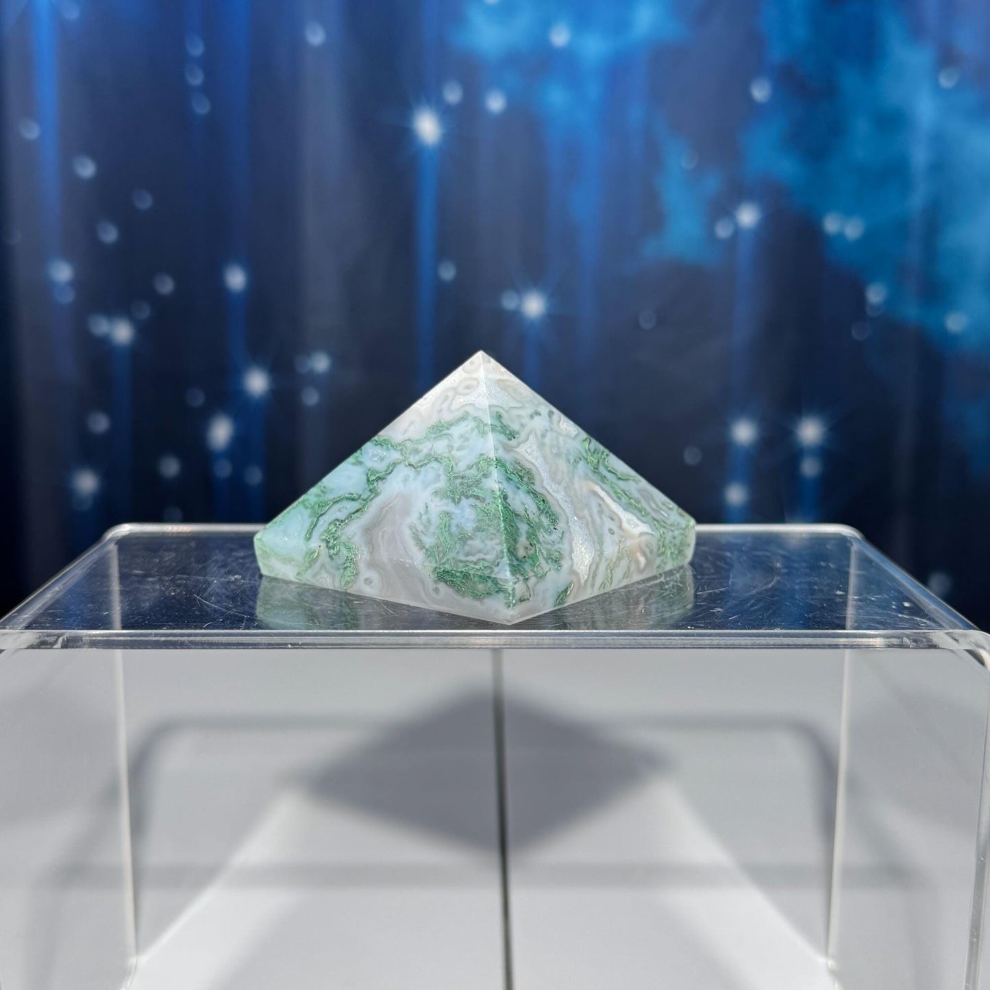 Moss Agate pyramid | 2 1/8" long | 130 grams | Blue Moss Agate pyramid | Moss Agate carving