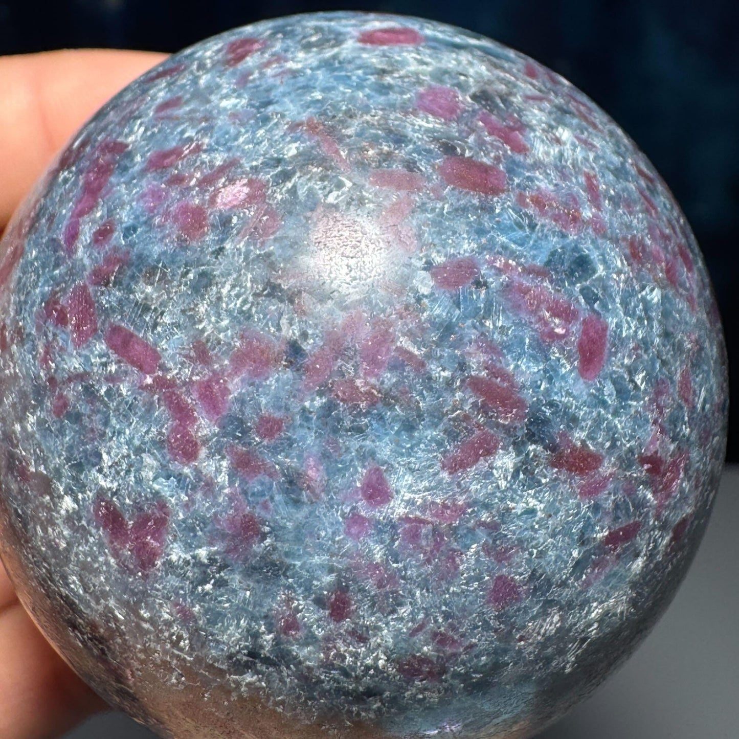 Ruby in Kyanite with Fuchsite sphere | 56mm | 349 grams | UV reactive | stand included