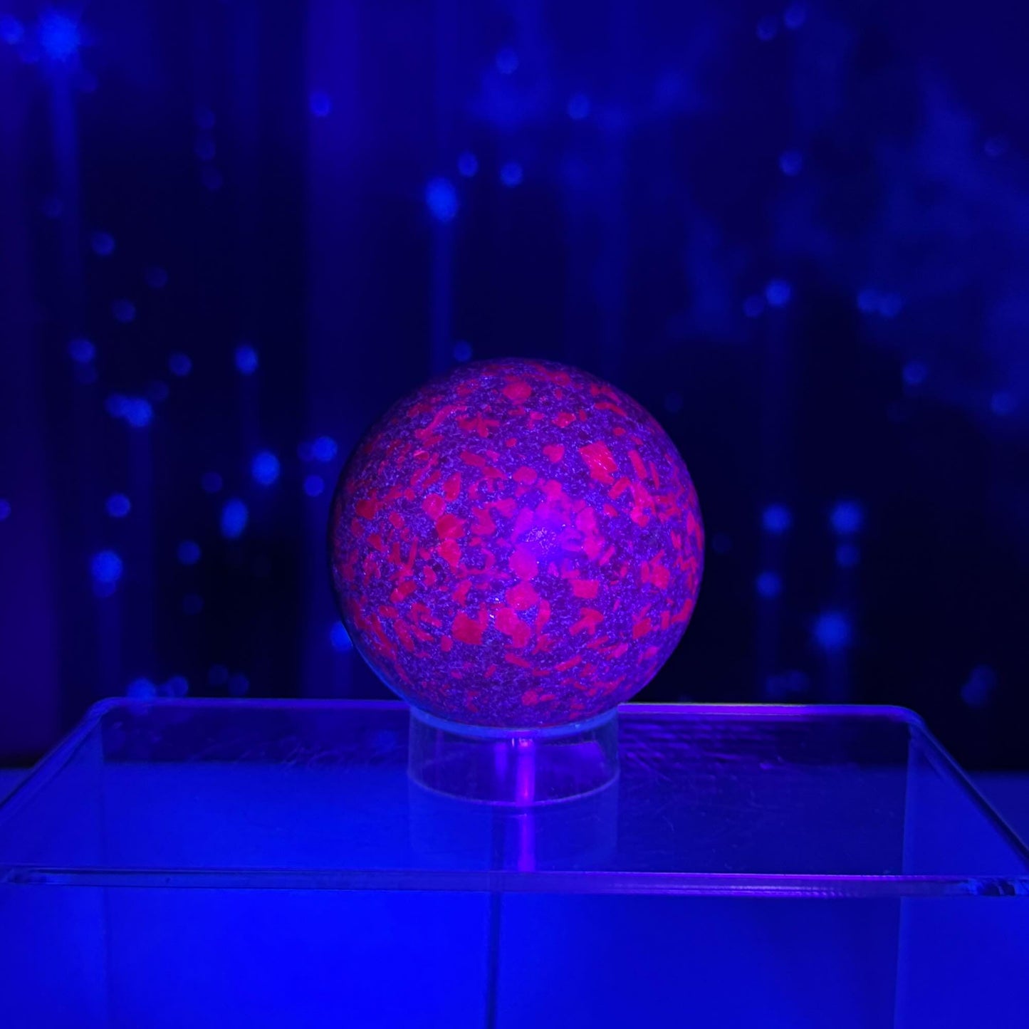 Ruby in Kyanite with Fuchsite sphere | 57mm | 371 grams | UV reactive | stand included
