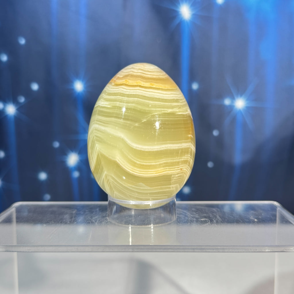 Green Banded Calcite Egg – 0.249 kg